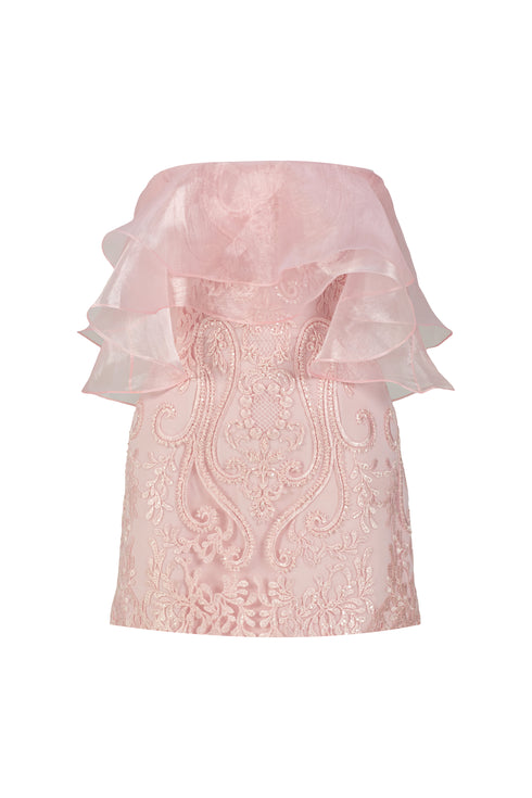 FLOUNCE DETAILED LACE MINI DRESS